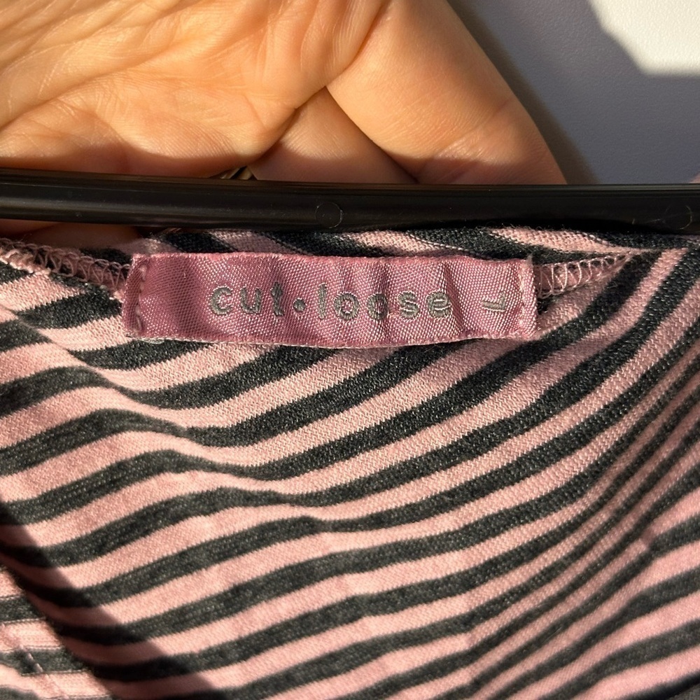Cut loose large pink gray striped sleeveless tank maxi dress linen cotton blend - Picture 5 of 8